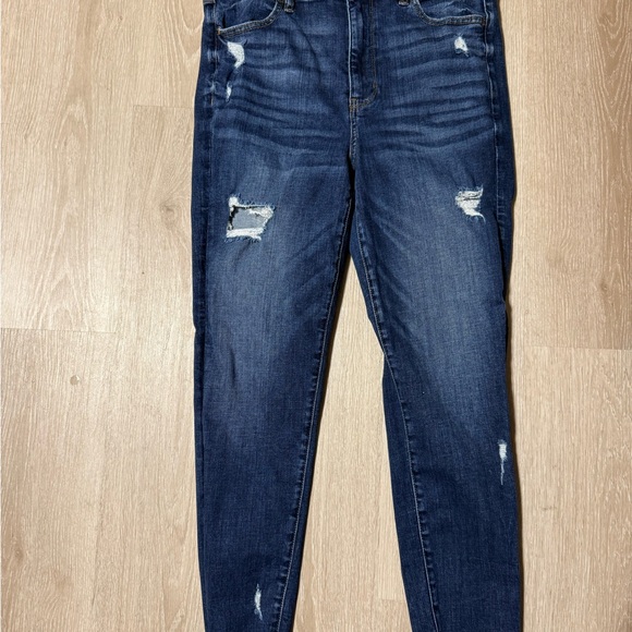 American Eagle Outfitters Dark Blue Distressed Skinny Jeans - Picture 1 of 3